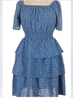 NEW-Large Y2K cottage whimsical ruffle off should Kirundo Floral Smocked Dress